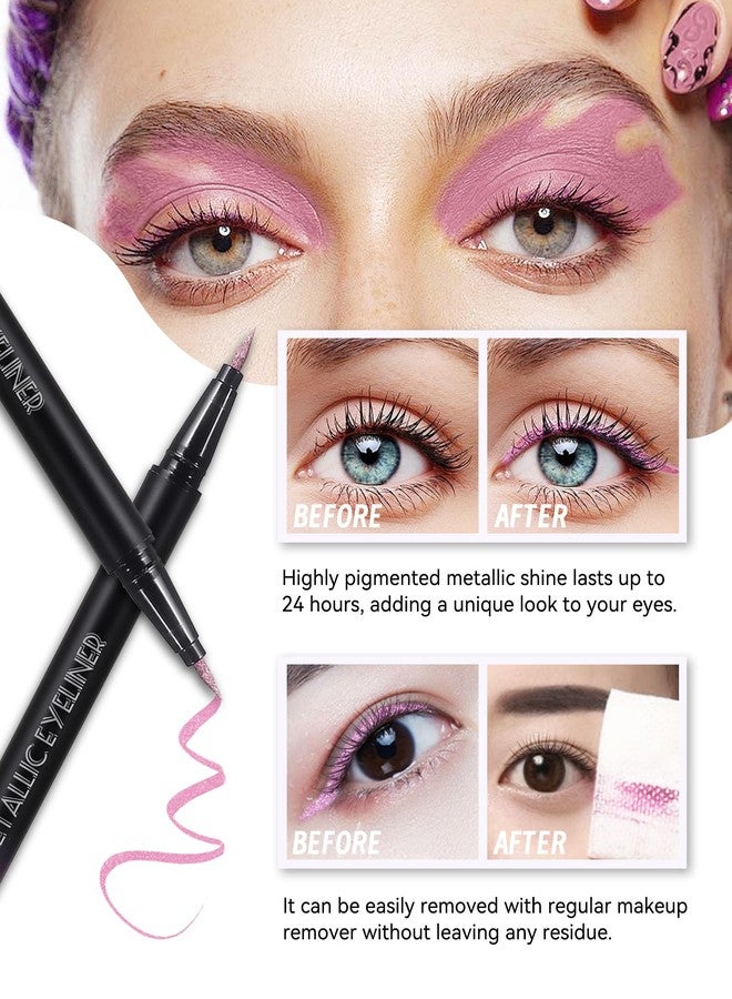 Lestpola Silver Diamond Glitter Liquid Eyeliner Pen, Shimmer Eye Liner Waterproof Long-Stay, Metallic Satin Finish Colored Eyeliner, Ultra-Fine Tip Smudge-Proof, High Pigmented Eye Brightener Pen for Stage-04 - Image 5